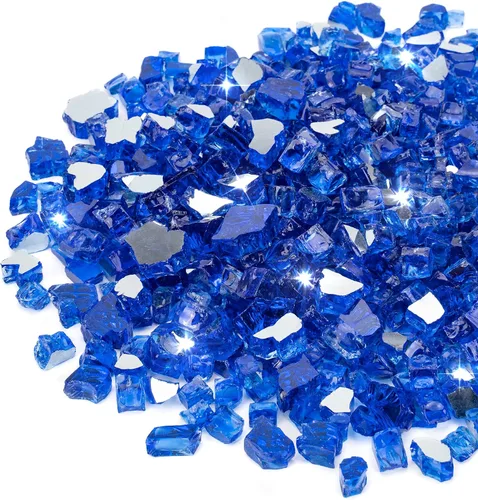Stanbroil Cristal de fuego de 10 libras – Cristal de fuego templado reflectante de 1/4 pulgadas para chimenea de hoguera, color azul cobalto