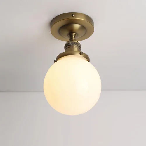 Miniatura 8 de Pathson Lámpara de techo moderna de montaje empotrado con vidrio de globo de leche, lámpara de iluminación de techo industrial esmerilada