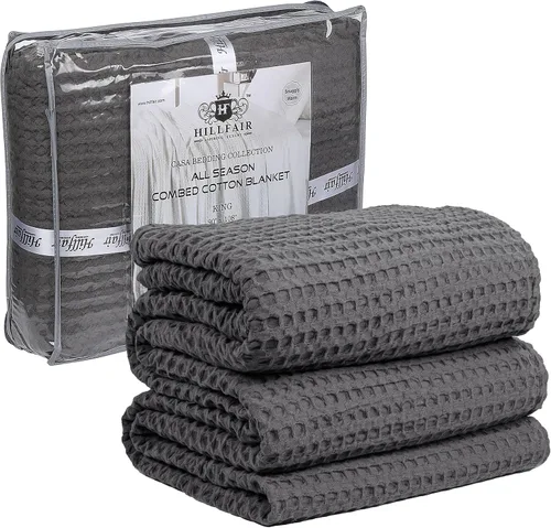 Miniatura 11 de HILLFAIR Manta de Algodón 100% Peinado– Mantas de Cama Tamaño Twin– Mantas Cálidas Suaves para Todas las Estaciones Transpirables Ligeras de Verano