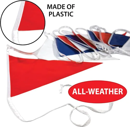 Miniatura 3 de Beistle Banderín triangular rojo, blanco y azul, 17 x 30 pies, decoración patriótica para porche, suministros de fiesta temática para el 4 de julio