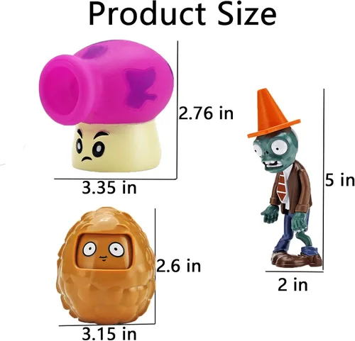 Miniatura 3 de JHESAO Juego de 7 figuras de acción de plantas y zombis, juego de juguetes de PVZ, serie 1, 2, grandes regalos para niños y fanáticos, cumpleaños