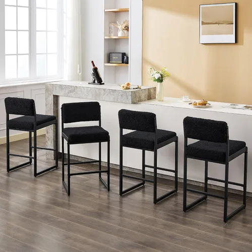 Miniatura 64 de SAECKBERG Taburetes de bar modernos de altura de mostrador, sillas de barra de 26 pulgadas de altura con respaldo, taburetes tapizados, taburetes