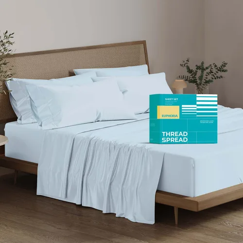 Miniatura 17 de THREAD SPREAD Sábanas 100% Algodón Egipcio Tamaño Twin - 800 Alto Número de Hilos 3 Piezas Sábanas Twin Extra Largas para Dormitorio, Bolsillo
