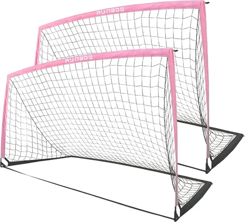 Miniatura 13 de Portería de fútbol infantil de 9 x 5 pies con bolsa de transporte, red de fútbol plegable portátil para entrenamiento en el patio trasero, uso