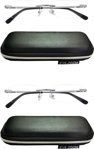 Miniatura 7 de Paquete de 2 lentes de lectura unisex con marco de metal sin montura con estuche para hombres y mujeres
