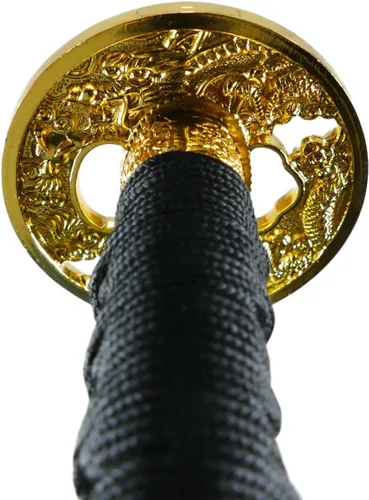 Miniatura 4 de Makoto Espada samurái afilada forjada a mano - Dragón dorado de cristal en Saya