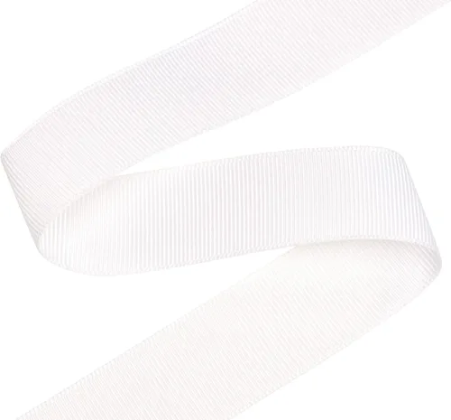 Miniatura 3 de YAMA Rollo de cinta de grogrén sólido, 1 pulgada, 25 yardas para cintas de envoltura de regalos, color blanco