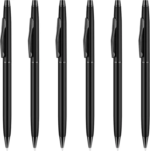 Unibene Bolígrafos retráctiles metálicos delgados – negro mate, buen regalo para negocios, oficina, estudiantes, profesores, boda, Navidad, punta
