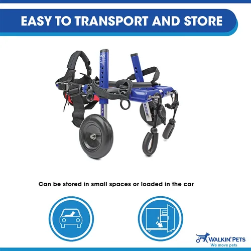 Miniatura 7 de Walkin' Wheels Silla de ruedas para perros pequeños, silla de ruedas ligera para patas traseras, 15-25 libras, para altura de pierna de 12-15 Azul