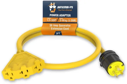 Journeyman Pro L5-30/TT-30/L14-30 a Triple 5-20R adaptador de cable de alimentación para generador, por Journeyman Pro | Divisor de 30 A a 20 A/15