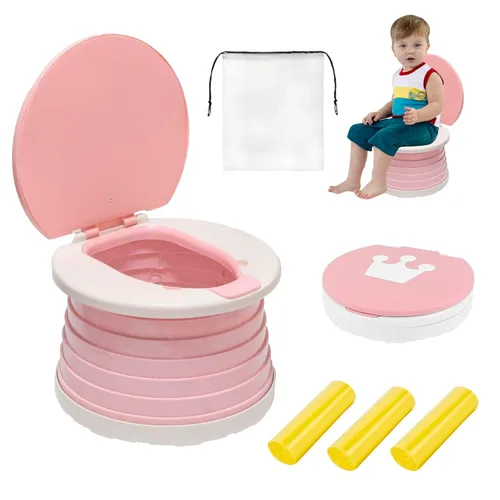 Miniatura 5 de Asiento portátil y plegable para niños pequeños, asiento de inodoro de entrenamiento de emergencia para automóvil, campamento, al aire libre, Azul