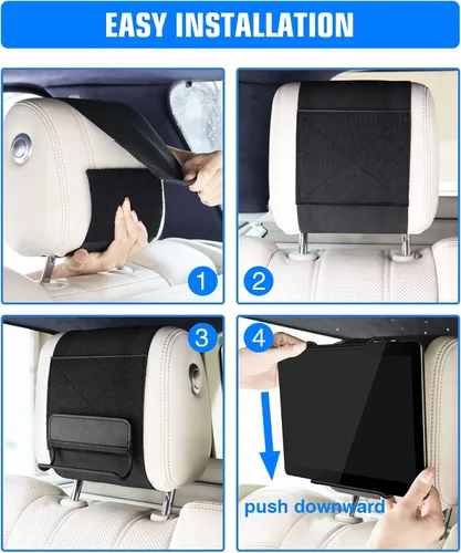 Miniatura 5 de WONNIE Soporte mejorado para tablet para automóvil, soporte para reposacabezas de automóvil para asiento trasero, soporte de tableta de automóvil
