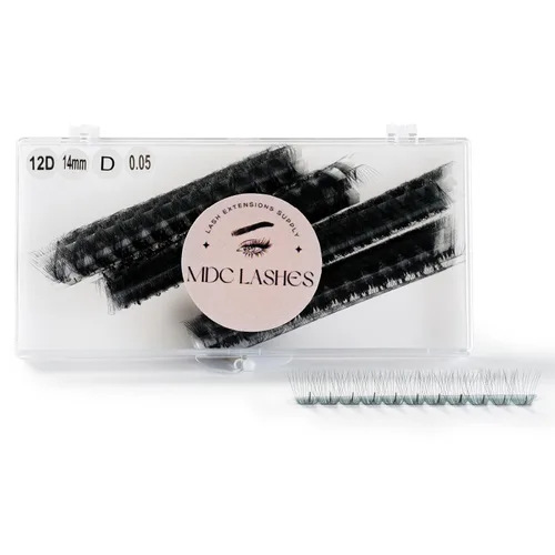 Promade - Extensiones de pestañas postizas prefabricadas con 1000 abanicos 5D-20D, rizo C/CC/D, 0.47-0.7 pulgadas de longitud de 0.05/0.07 de