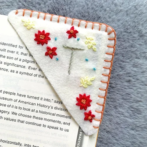 Miniatura 63 de Marcapáginas de esquina bordadas a mano personalizadas, Marcadores para mujeres, Marcador personalizado para los amantes de los libros, lindo Verde