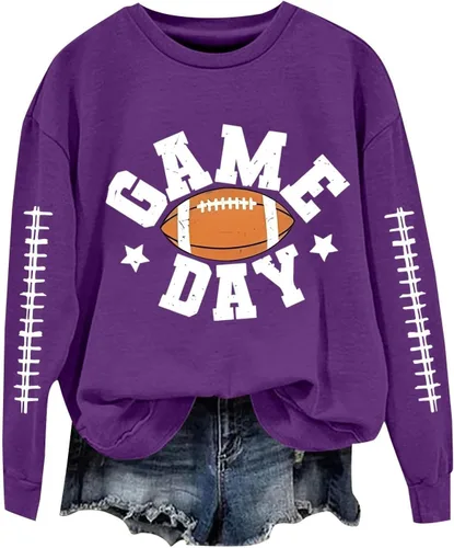 Miniatura 12 de Women's Oversized Sweatshirt, Long Sleeve Sweatshirts Crewneck Printed Pullover Tops, S-3XL