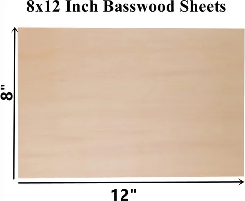 Miniatura 2 de Paquete de 12 hojas de tilo de 1/8 x 8 x 12 pulgadas, hojas finas de madera contrachapada para Cricut Maker, madera sin terminar para bricolaje