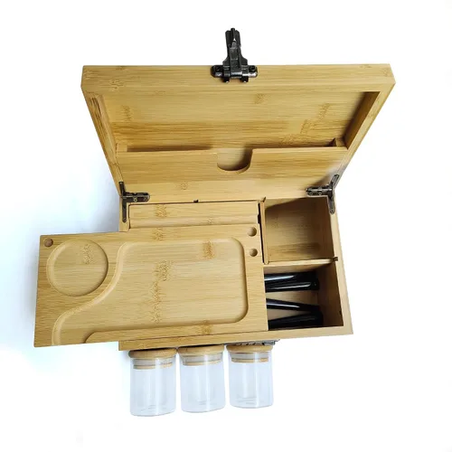 Miniatura 8 de Caja de Almacenamiento Grande de Bambú con Cerradura de Combinación y Accesorios - Juego Organizador de Caja de Almacenamiento Premium con Asa