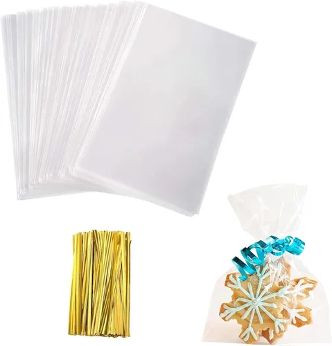 Miniatura 11 de Yotelab Bolsas de celofán, bolsas de celofán transparente de 4 x 9 pulgadas con lazos giratorios, 100