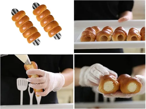 Miniatura 9 de Juego de moldes de acero inoxidable para cannoli AMBESTAR, 5 moldes grandes para cannoli, 5 moldes grandes para cornetas, 5 moldes pequeños para 5
