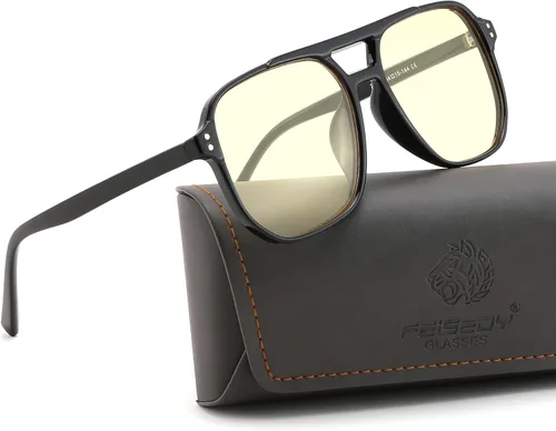 FEISEDY Amber Blue Light Glasses for Computer Gaming Orange/Yellow lens Anti Eyestrain Sleep Glasses G2835