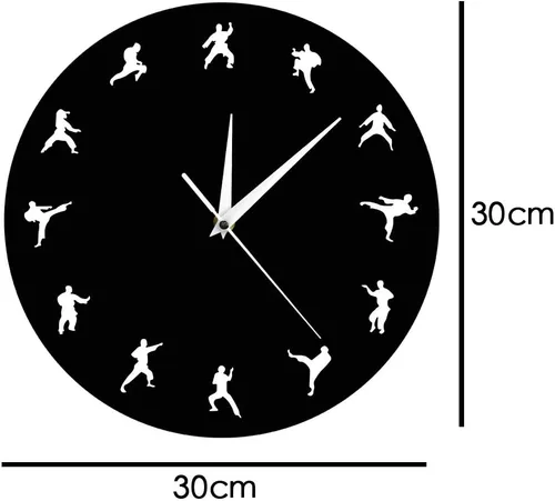 Miniatura 3 de The Geeky Days Taekwondo Karate Arts Reloj de pared moderno silencioso sin tictac decoración de pared deportes de lucha Kung Fu exclusivo reloj