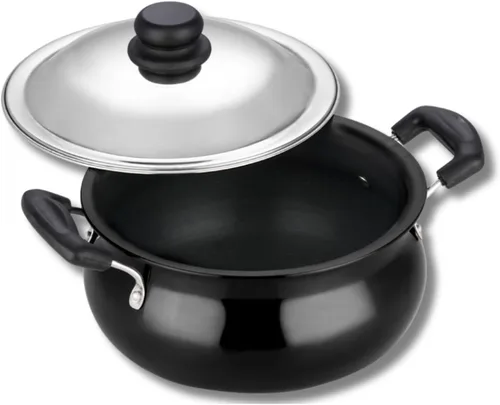 Miniatura 9 de Vinod Handi anodizado duro – Tapa de acero inoxidable – Tamaño mini – 2 litros (2.1 cuartos de galón) – Adecuado para Biryani, Pulao, Salsas – Olla
