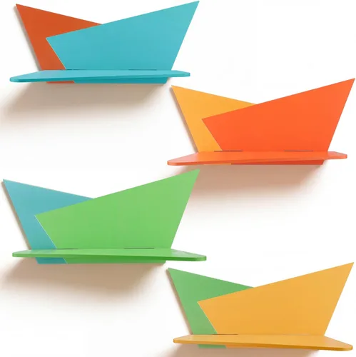 Miniatura 11 de Threehoney Mid-Century - Juego de 4 estantes flotantes coloridos de pared, estilo retro, Starburst, estantes montados en la pared, almacenamiento