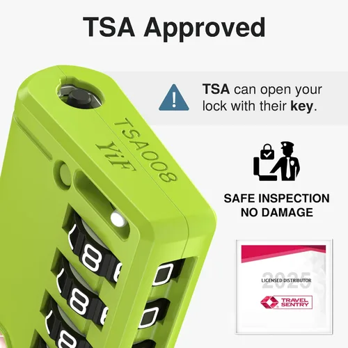 Miniatura 2 de Puroma Cerraduras de viaje de equipaje aprobadas por la TSA con indicador de alerta abierta, cerradura de aleación de zinc de combinación de 4