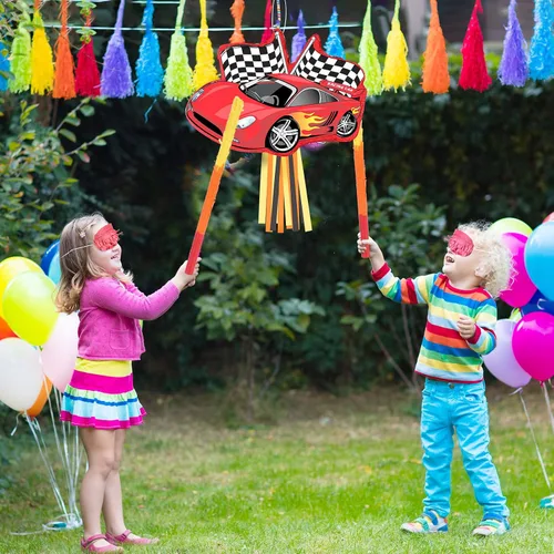 Miniatura 4 de Piñata de coche de carreras, suministros de recuerdo de fiesta, piñata con bate de los ojos vendados, 16.6 x 12.4 x 3.3 pulgadas, recuerdo de fiesta