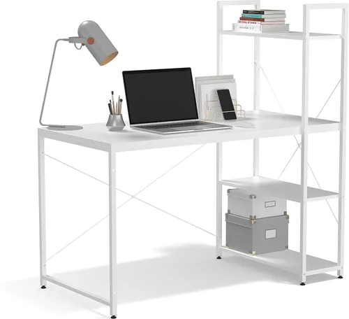 Miniatura 5 de Ames - Escritorio reversible para computadora de juegos de 47 pulgadas con estantes ajustables, escritorio de oficina en casa, gestión de cables