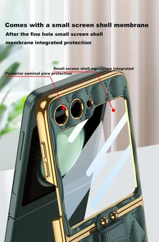 Miniatura 5 de SHIEID Z Flip 5 - Funda para Samsung Galaxy Z Flip 5 con anillo para teléfono, forro de esponja y diseño en forma de diamante para Samsung Galaxy Z