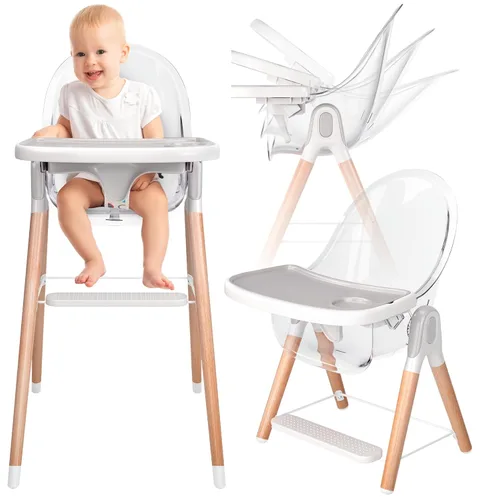 Miniatura 12 de Silla alta de madera de lujo 6 en 1 para bebés y niños pequeños, moderna, segura y compacta, fácil de limpiar y montar, bandeja extraíble, 6 Azul