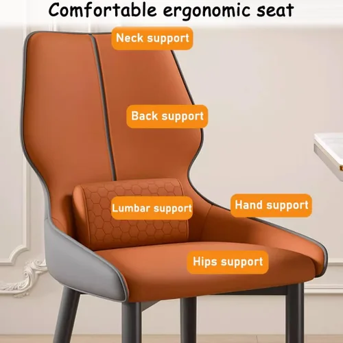 Miniatura 4 de YVYKFZD Juego de sillas de comedor de cuero, sillas de comedor con patas de metal, sillas de cocina tapizadas, silla minimalista sin brazos