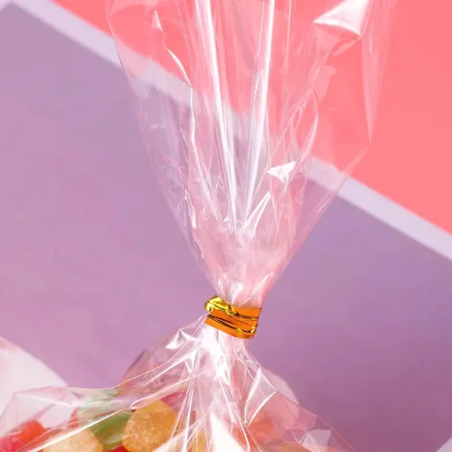Miniatura 5 de 100 bolsas de celofán transparente, bolsas de plástico de 4 x 6 pulgadas con amarres de 4 pulgadas y 5 colores diferentes. Bolsas para regalos