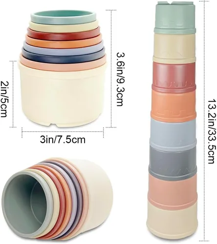 Miniatura 4 de Qoaimu 8 piezas de juguetes de conejito apilables para conejos y animales pequeños, coloridos vasos de anidación reutilizables de diferentes