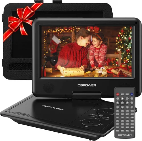 DBPOWER reproductor de DVD portátil de 11.5 pulgadas, batería recargable integrada de 5 horas, pantalla giratoria de 9 pulgadas, admite CD, DVD,