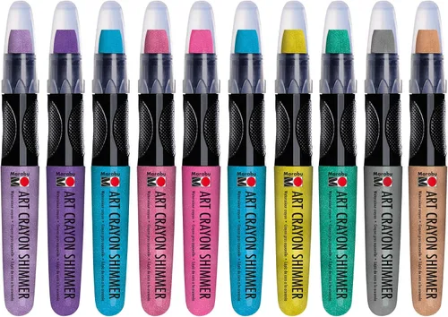Miniatura 3 de Marabu Art Crayons - Juego de 10 crayones metálicos de acuarela altamente pigmentados, suaves y fáciles de mezclar, para artistas de medios mixtos