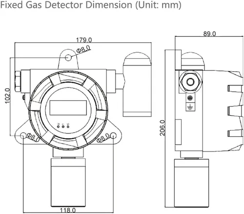 Miniatura 5 de Detector de gas combustible fijo ATO, 0 a 100% LEL 4-20mA Monitor de fuga de gas inflamable Medidor de visualización en tiempo real de alta precisión