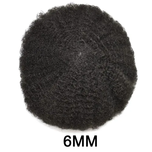 Miniatura 2 de Pelucas afro rizadas para hombre, con encaje francés, de 10 x 8 pulgadas, completamente transparente, de repuesto, sistema de cabello humano rizado