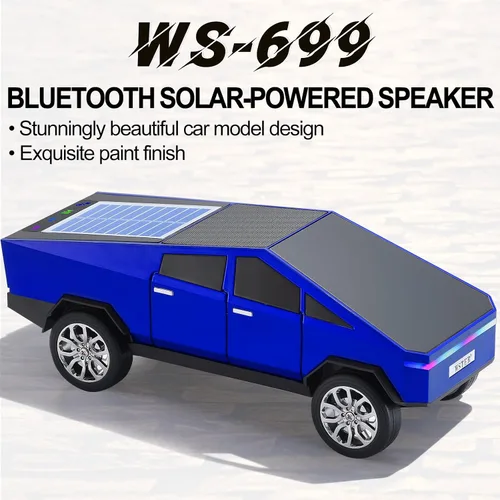 Miniatura 4 de WSTER Altavoz Bluetooth con forma de automóvil alimentado por energía solar, estéreo inalámbrico portátil, calidad de sonido de alta definición