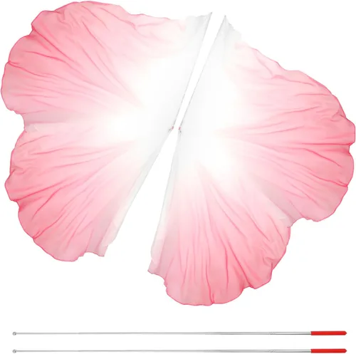 2 piezas de bandera de danza de adoración con poste telescópico, bandera de alabanza suave, elegante y encantadora, 1,4 × 1,9 m, banderas de Blanco