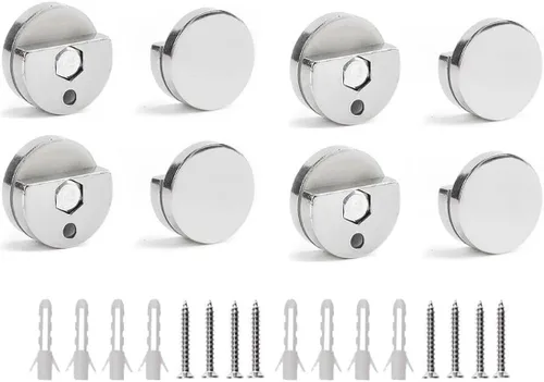 Miniatura 11 de Clips de espejo, espejo de aleación de zinc, clip de vidrio flotante, pequeño y redondo montado en la pared, soporte para espejos de baño, espejo