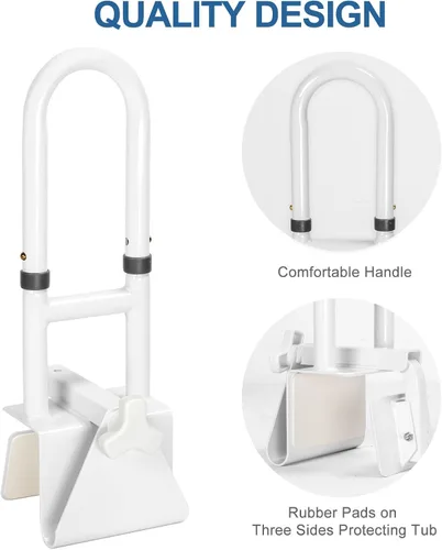Miniatura 7 de HEPO Barra de seguridad ajustable para bañera para ancianos, barra de agarre para bañera para baño, abrazadera de mango de bañera de asistencia