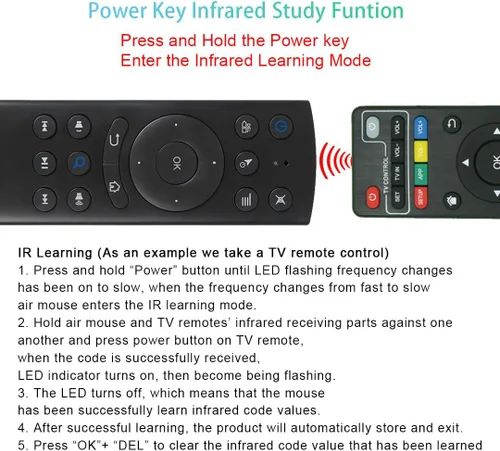 Miniatura 3 de G20S Control Remoto Bluetooth, Ratón Remoto de Aire con Sensor de Giroscopio de 6 Ejes y Aprendizaje IR para Nvidia Shield