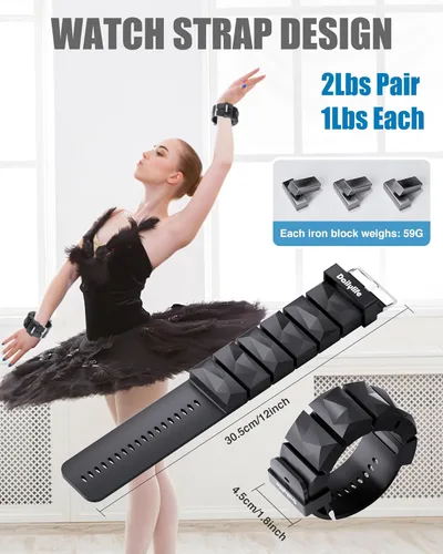 Miniatura 6 de DAILYLIFE Pesas de tobillo, pesas de tobillo ajustables para Pilates para mujeres y hombres, pesas de muñeca, correas de peso para piernas, juego