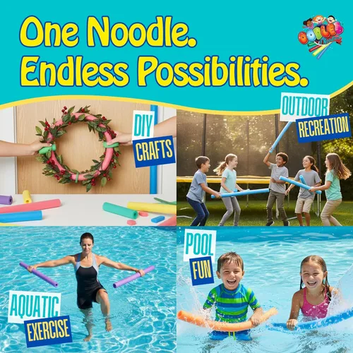 Miniatura 3 de Oodles of Noodles Fideos de natación de espuma para piscina, paquete de 5 Rojo