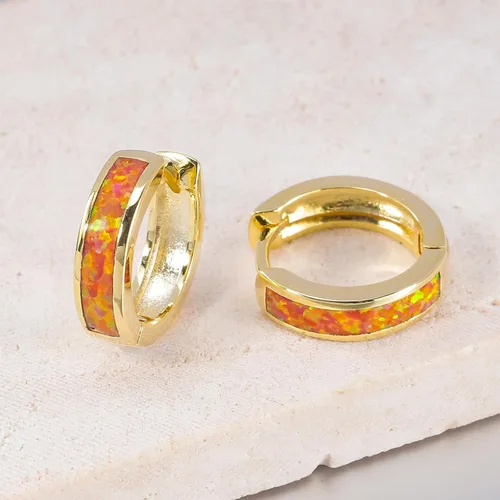 Miniatura 130 de CiNily Aretes Huggie de ópalo con bisagras, chapados en oro, hipoalergénicos, pequeños aretes de aro para mujeres, adolescentes, niñas, hombres