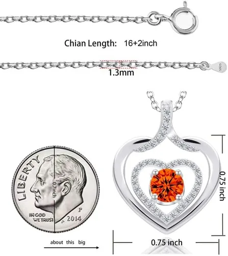 Miniatura 6 de ITS4YEO 925 Sterling Silver Love Heart Birthstone Necklaces Silver Necklace Zircon Pendant Necklaces for Women Jewelry Gift for Women Wife Girls Her