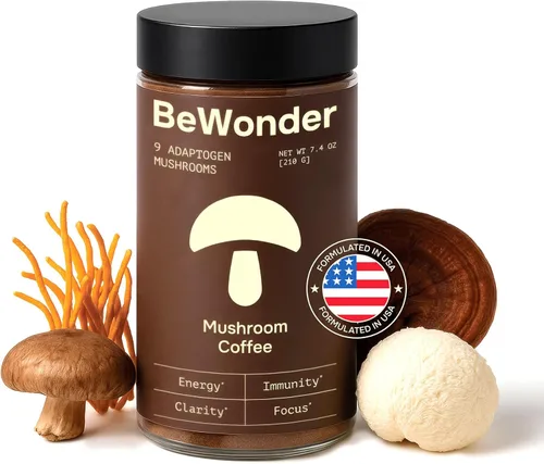 Café de hongos – 9 hongos adaptogénicos – Melena de león orgánica, Chaga, Reishi, cola de pavo, café instantáneo – para claridad, enfoque, energía,