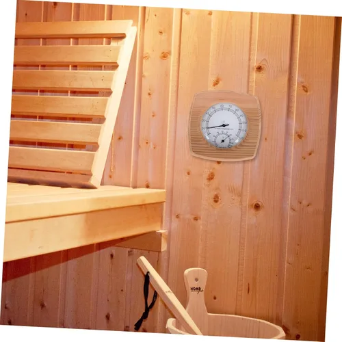 Miniatura 6 de Healeved Medición confiable de sala de sauna de alta precisión acabado de madera termómetro higrómetro herramienta todo en uno